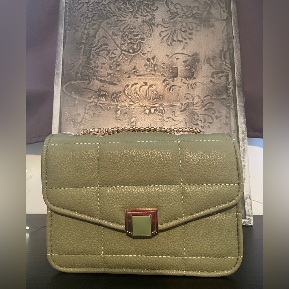 BRAND NEW SAGE GREEN CROSSBODY CHAIN STRAP PURSE